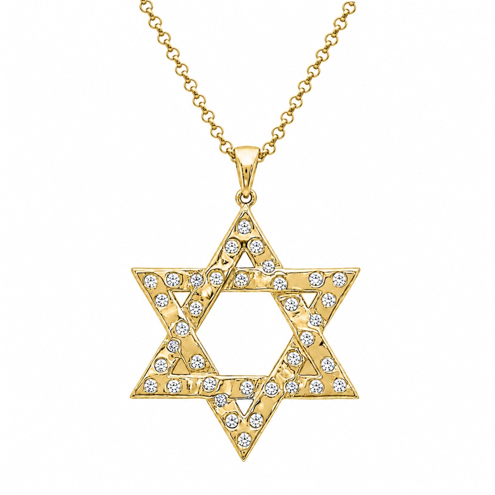 Diamonair Lab Grown Diamond (F/VS+) 2.00 carat Round cut Sterling Silver Star Pendant - Sterling Silver | Gold over Silver