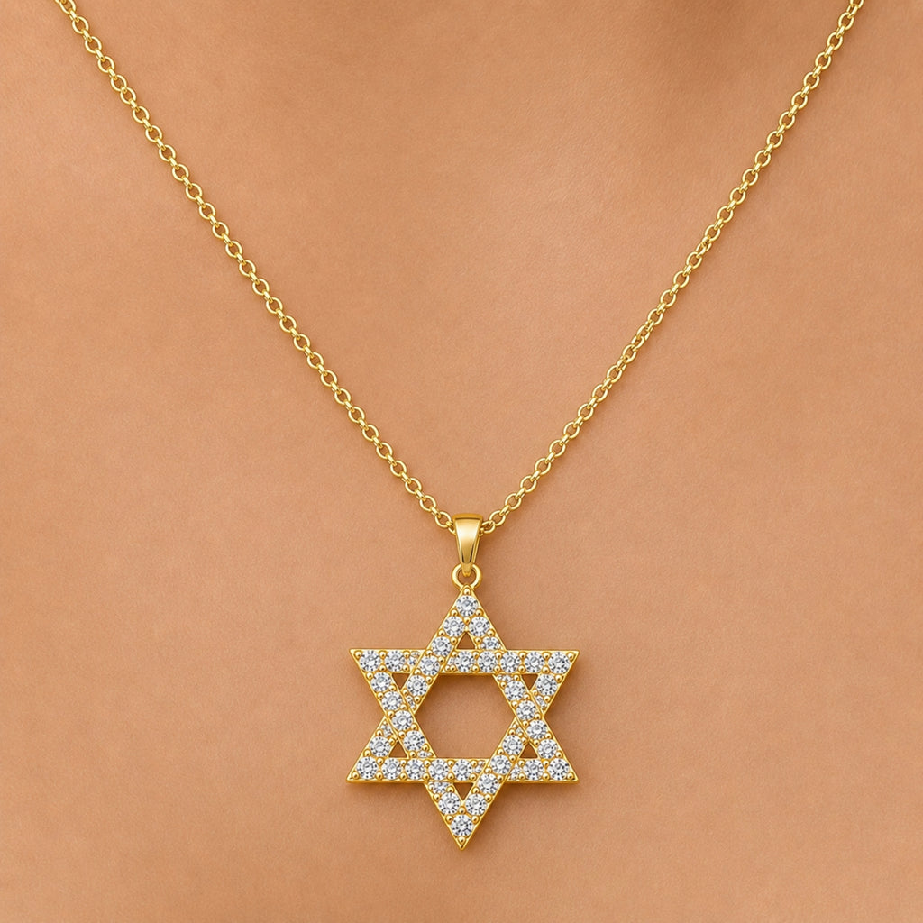 Diamonair Lab Grown Diamond (F/VS+) 2.00 carat Round cut Sterling Silver Star Pendant - Sterling Silver | Gold over Silver