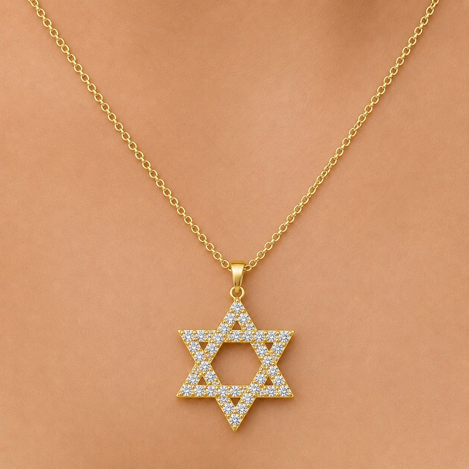 Diamonair Lab Grown Diamond (F/VS+) 2.00 carat Round cut Sterling Silver Star Pendant - Sterling Silver | Gold over Silver