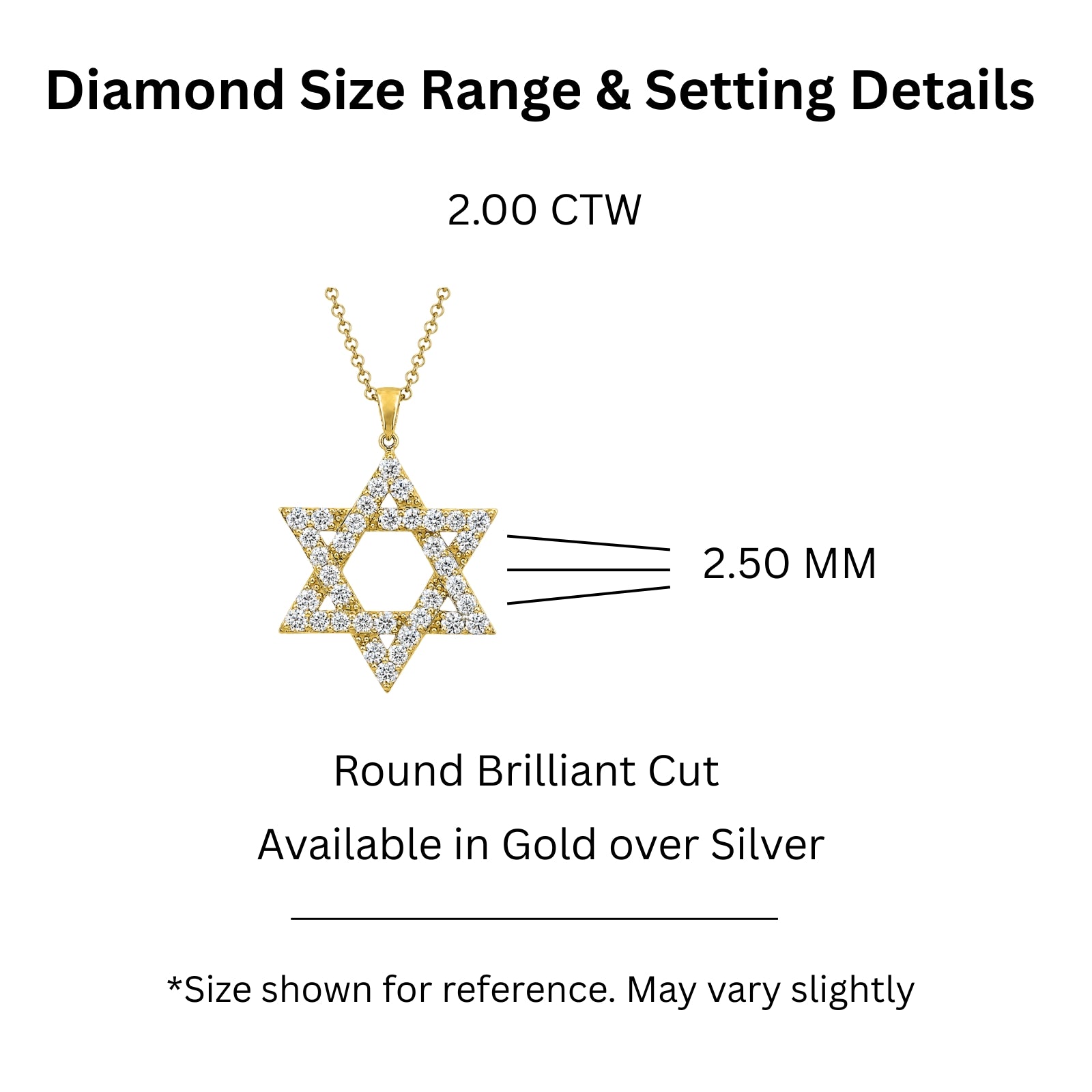Diamonair Lab Grown Diamond (F/VS+) 2.00 carat Round cut Sterling Silver Star Pendant - Sterling Silver | Gold over Silver