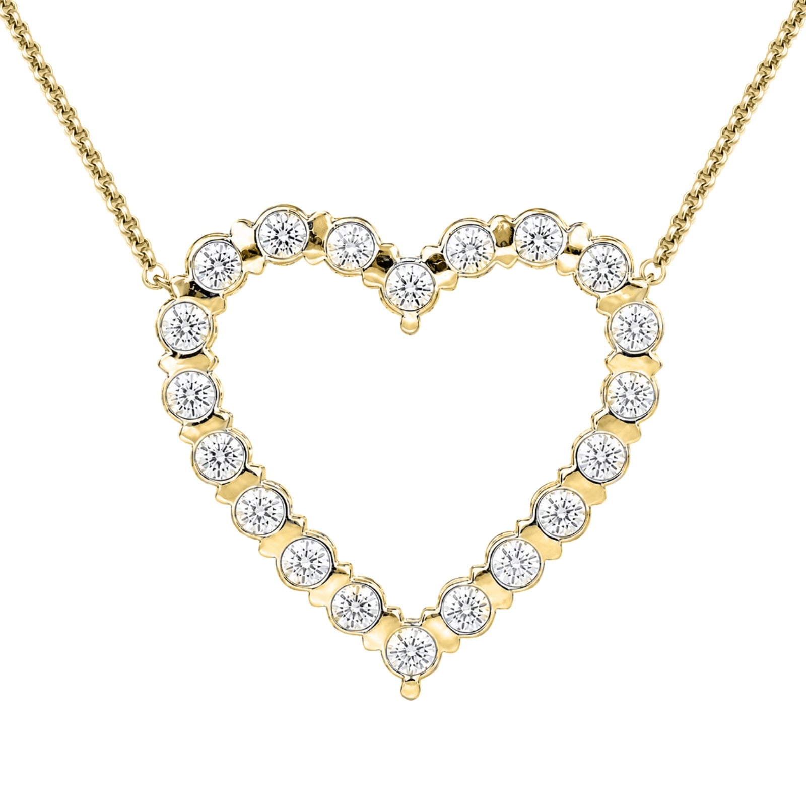 Diamonair Lab Grown Diamond (F/VS+) 3.00 carat Round cut Sterling Silver Heart Pendant - Sterling Silver | Gold over Silver