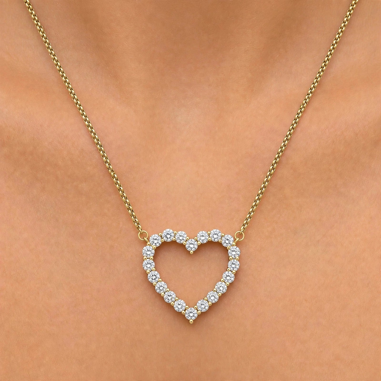 Diamonair Lab Grown Diamond (F/VS+) 3.00 carat Round cut Sterling Silver Heart Pendant - Sterling Silver | Gold over Silver