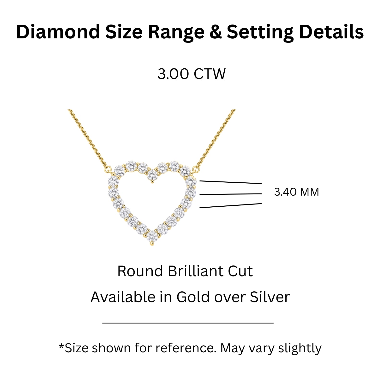 Diamonair Lab Grown Diamond (F/VS+) 3.00 carat Round cut Sterling Silver Heart Pendant - Sterling Silver | Gold over Silver