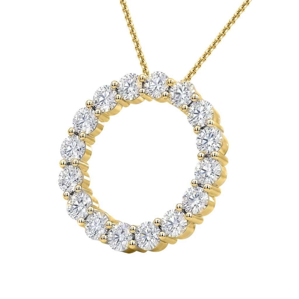 Diamonair Lab Grown Diamond (F/VS+) 3.00 carat Round cut Sterling Silver Circle Pendant - Sterling Silver | Gold over Silver