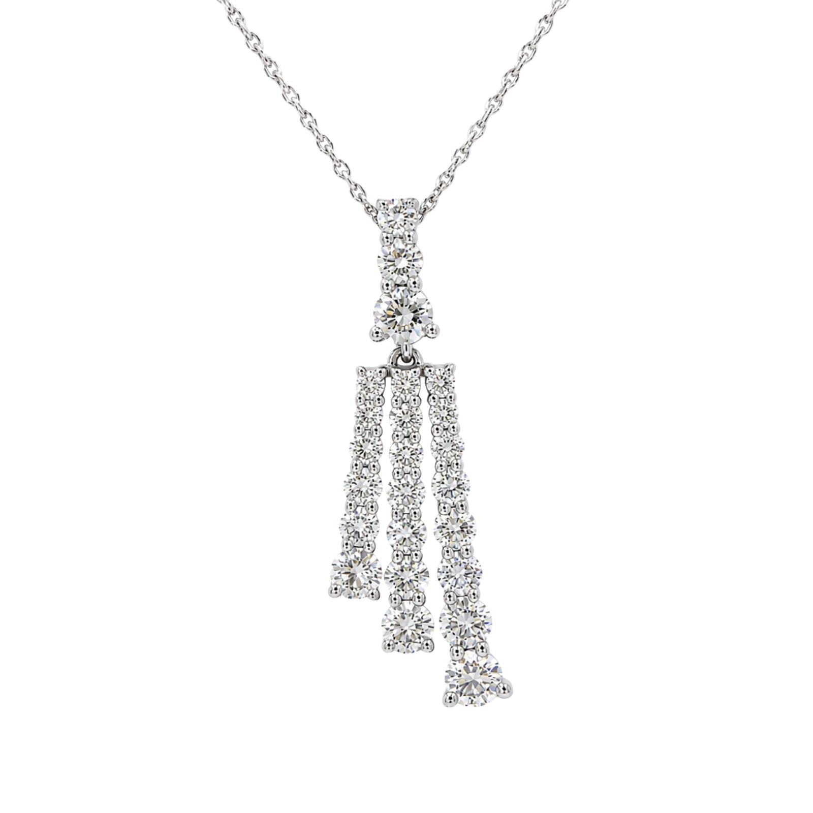 Diamonair Lab Grown Diamond (F/VS+) 2.00 carat Round cut Sterling Silver Pendant - Sterling Silver