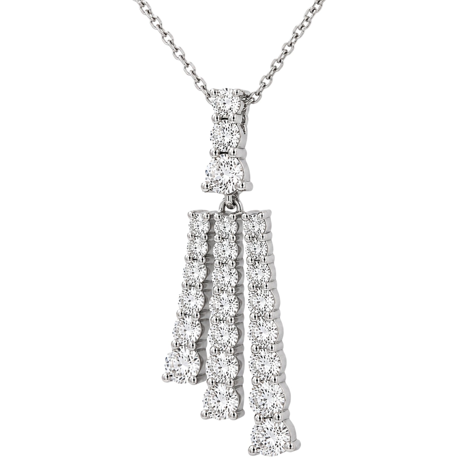 Diamonair Lab Grown Diamond (F/VS+) 2.00 carat Round cut Sterling Silver Pendant - Sterling Silver