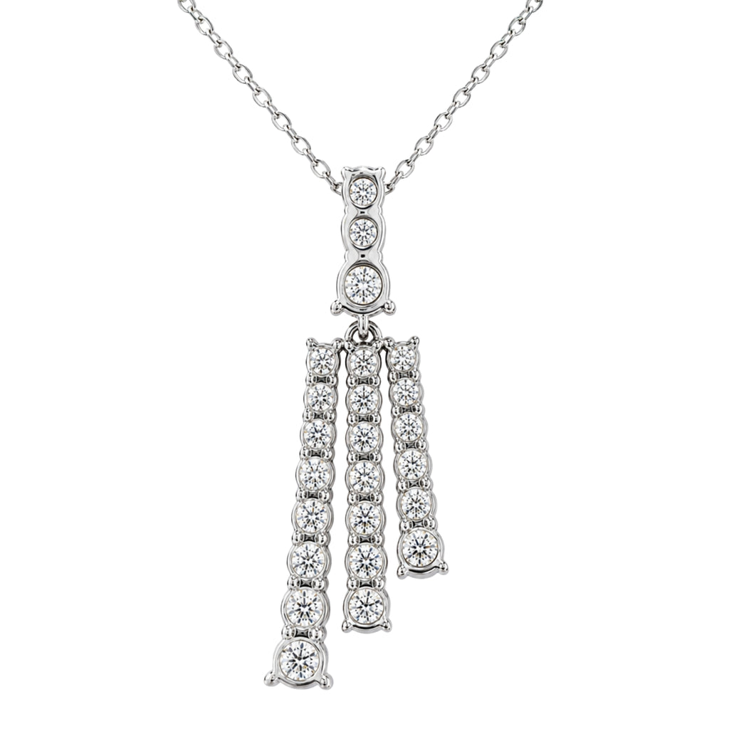 Diamonair Lab Grown Diamond (F/VS+) 2.00 carat Round cut Sterling Silver Pendant - Sterling Silver