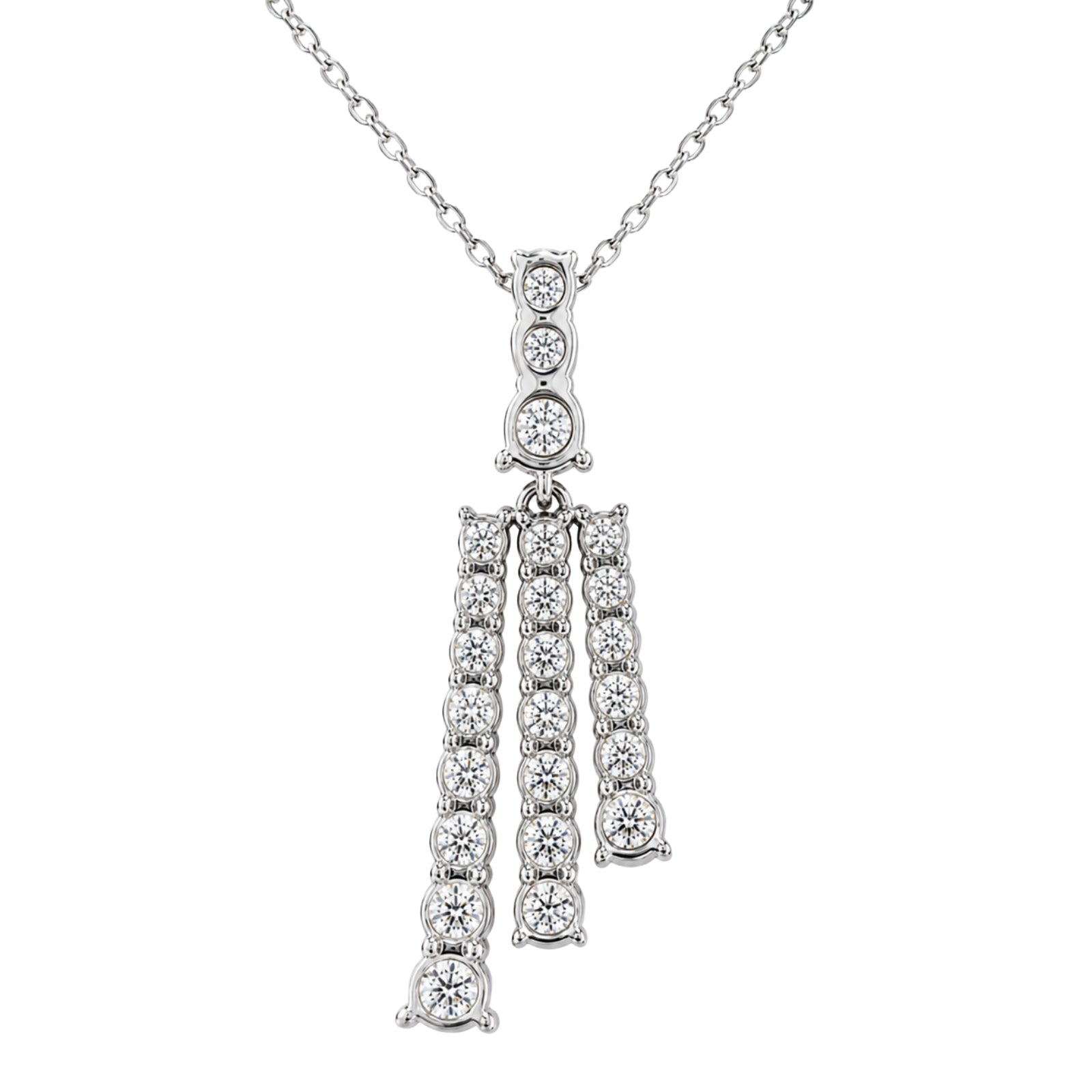 Diamonair Lab Grown Diamond (F/VS+) 2.00 carat Round cut Sterling Silver Pendant - Sterling Silver