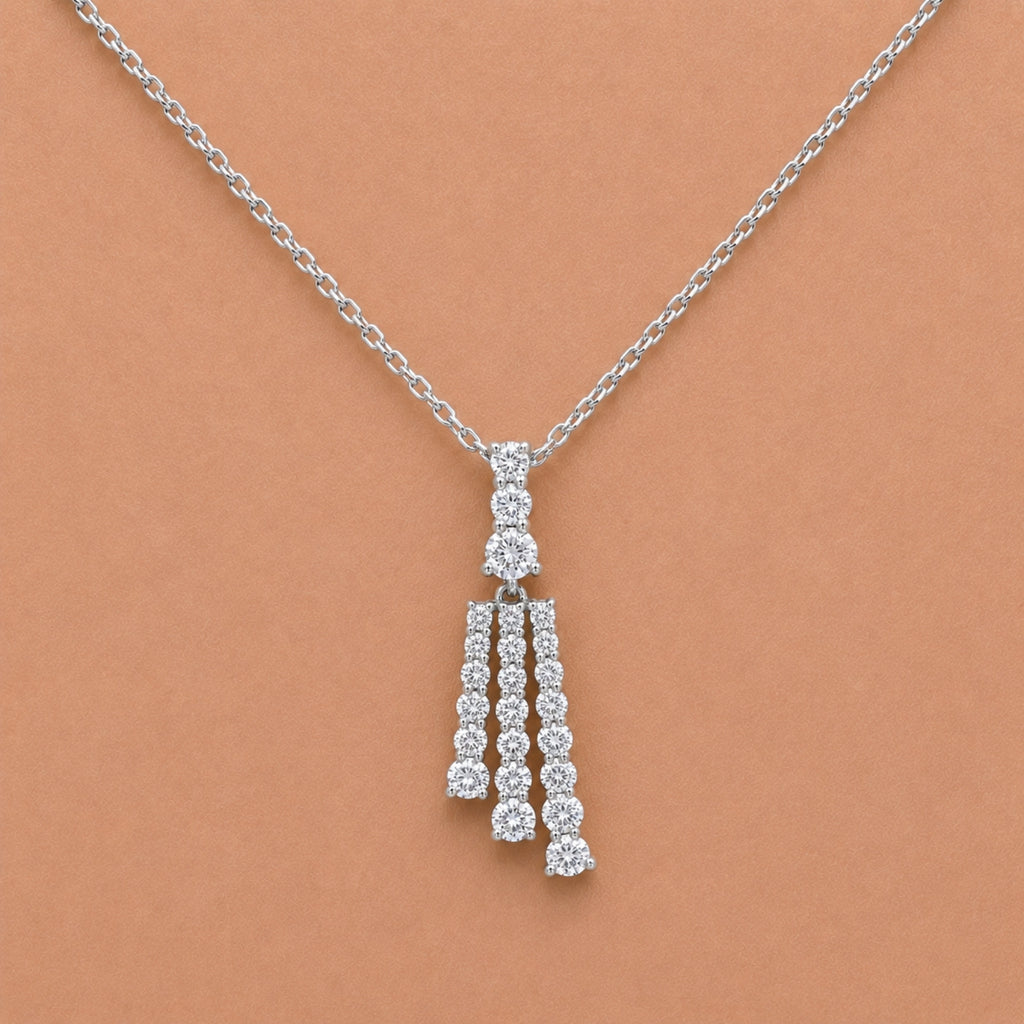 Diamonair Lab Grown Diamond (F/VS+) 2.00 carat Round cut Sterling Silver Pendant - Sterling Silver