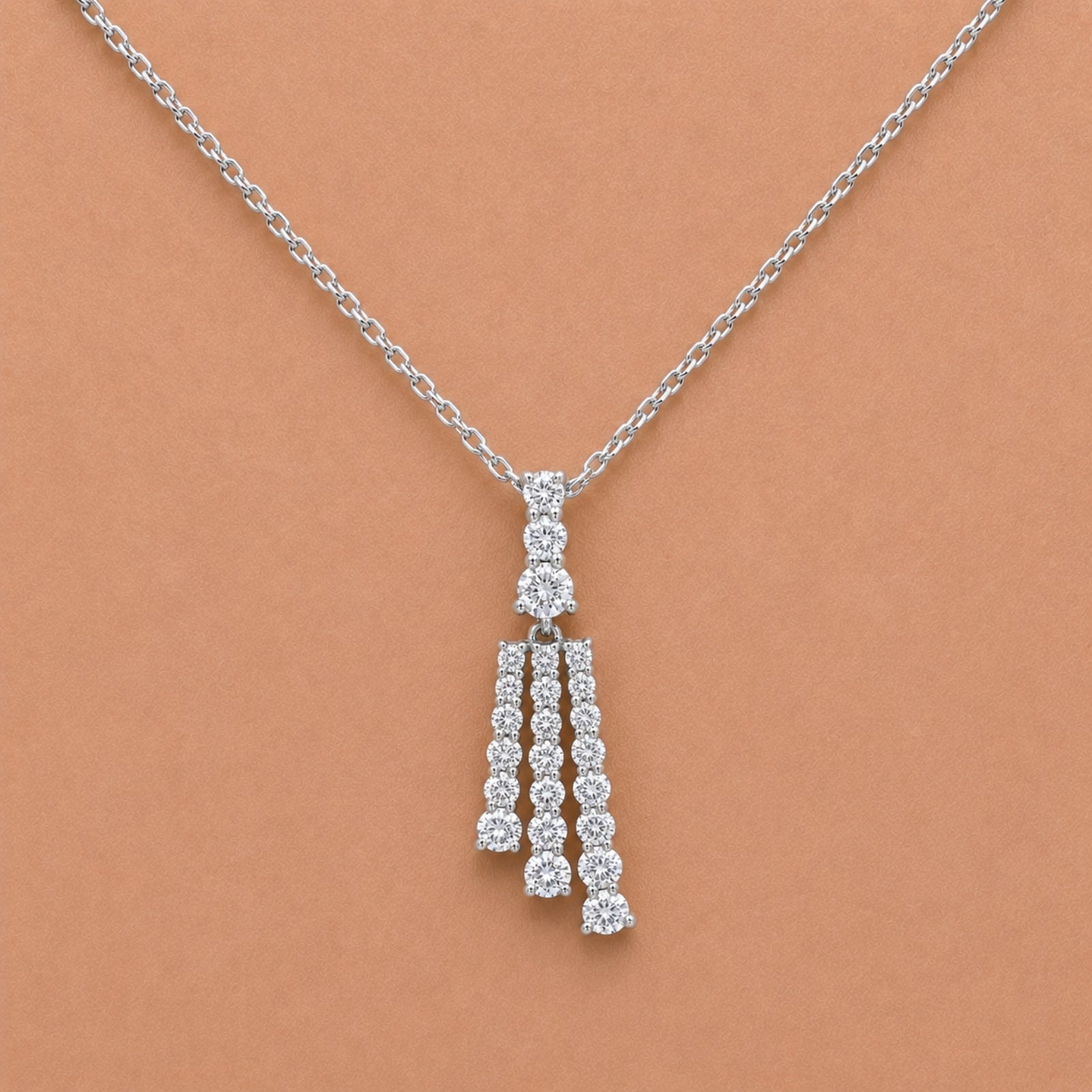 Diamonair Lab Grown Diamond (F/VS+) 2.00 carat Round cut Sterling Silver Pendant - Sterling Silver