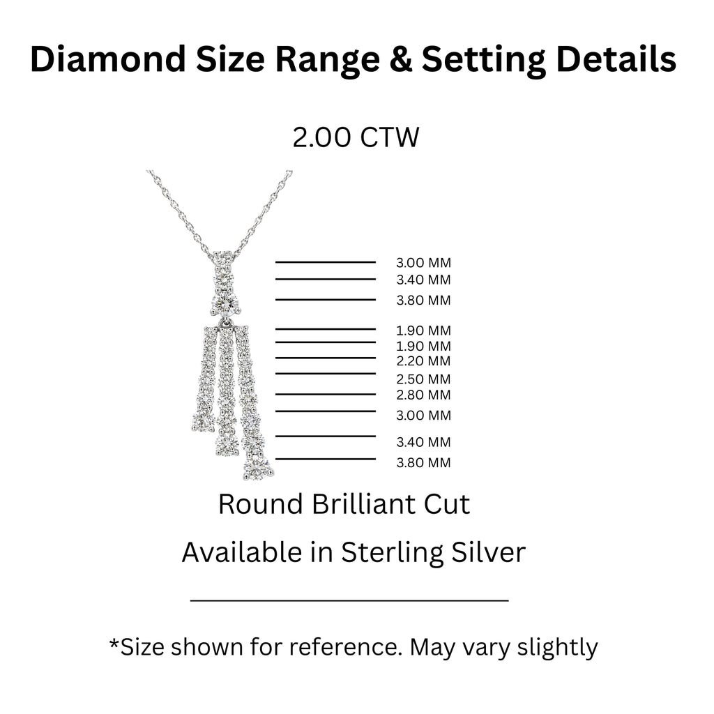Diamonair Lab Grown Diamond (F/VS+) 2.00 carat Round cut Sterling Silver Pendant - Sterling Silver