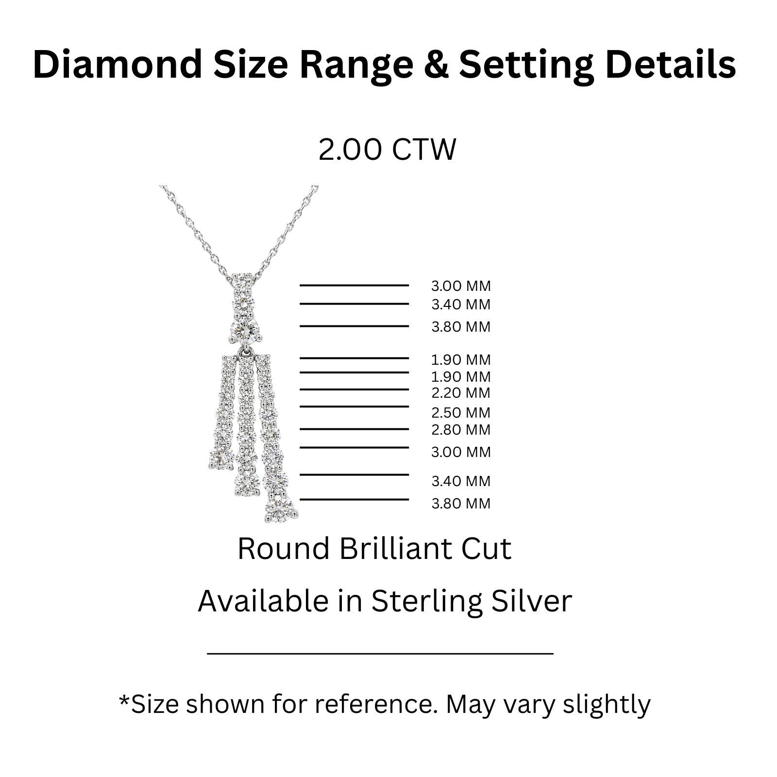 Diamonair Lab Grown Diamond (F/VS+) 2.00 carat Round cut Sterling Silver Pendant - Sterling Silver