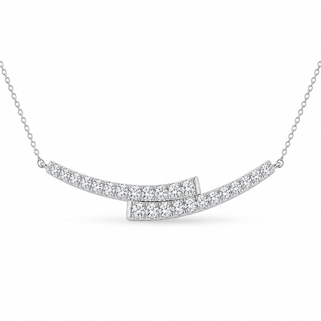Diamonair Lab Grown Diamond (F/VS+) 2.00 carat Round cut Sterling Silver Smile Necklace - Sterling Silver | Gold over Silver