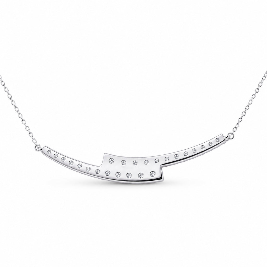 Diamonair Lab Grown Diamond (F/VS+) 2.00 carat Round cut Sterling Silver Smile Necklace - Sterling Silver | Gold over Silver