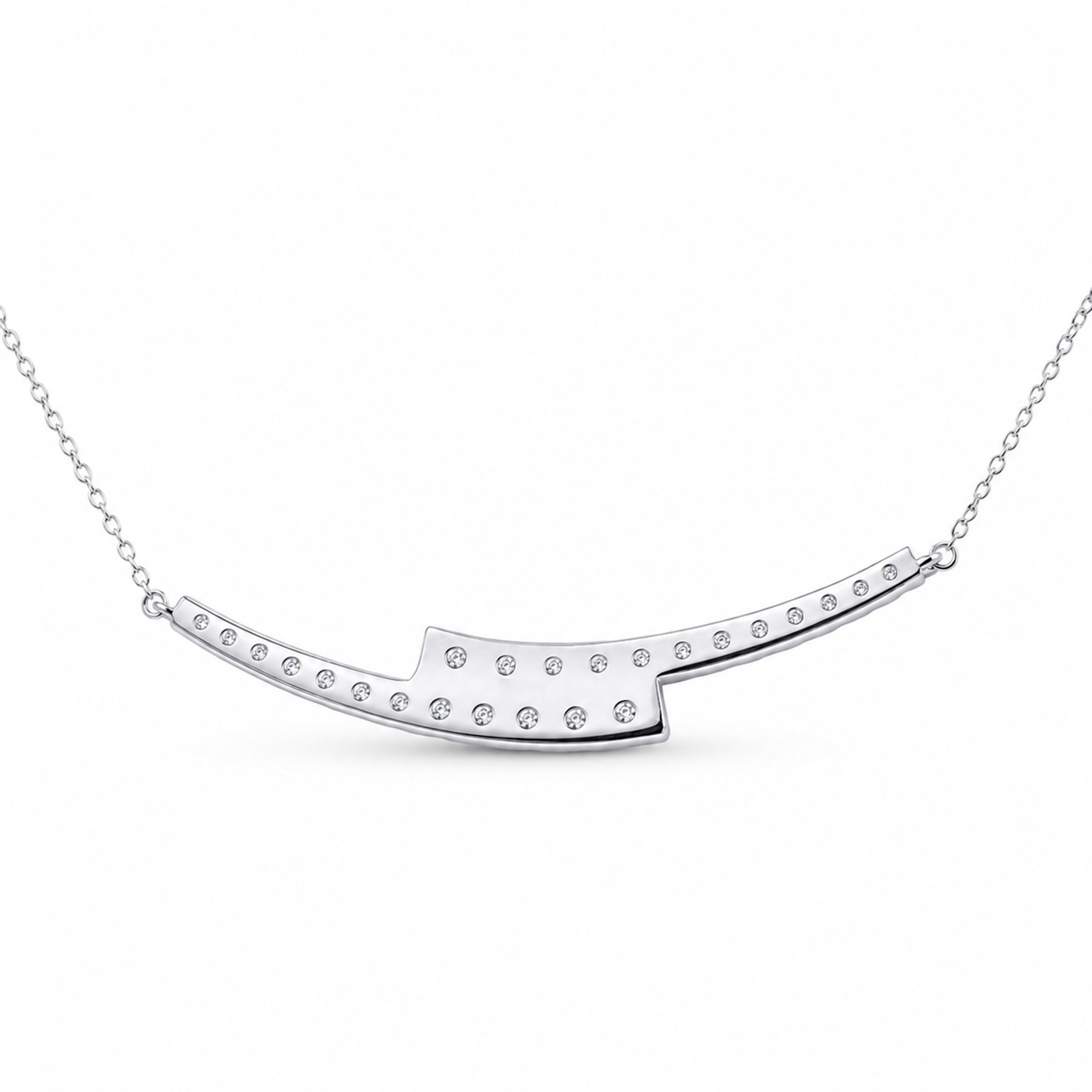 Diamonair Lab Grown Diamond (F/VS+) 2.00 carat Round cut Sterling Silver Smile Necklace - Sterling Silver | Gold over Silver