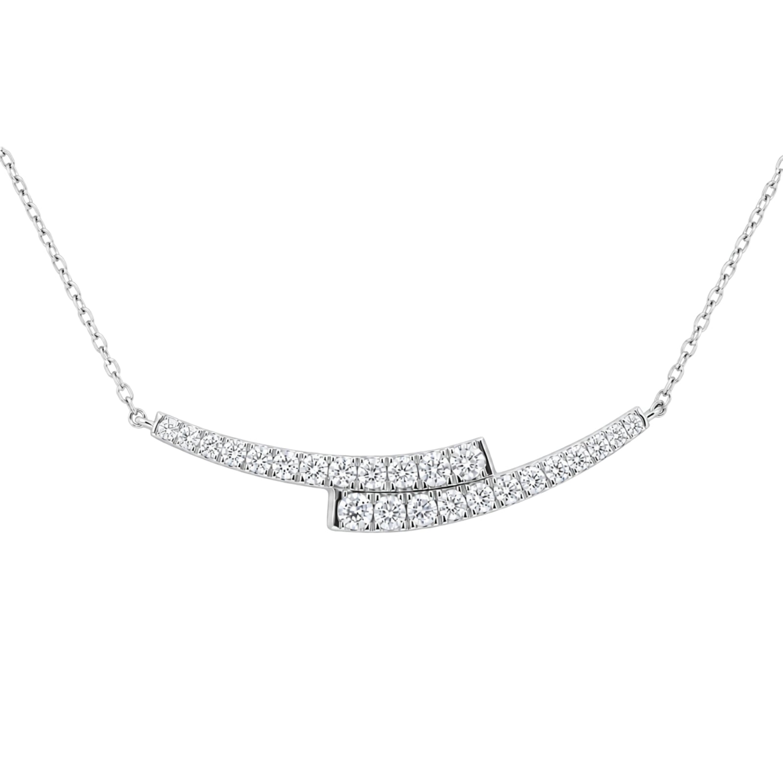 Diamonair Lab Grown Diamond (F/VS+) 2.00 carat Round cut Sterling Silver Smile Necklace - Sterling Silver | Gold over Silver