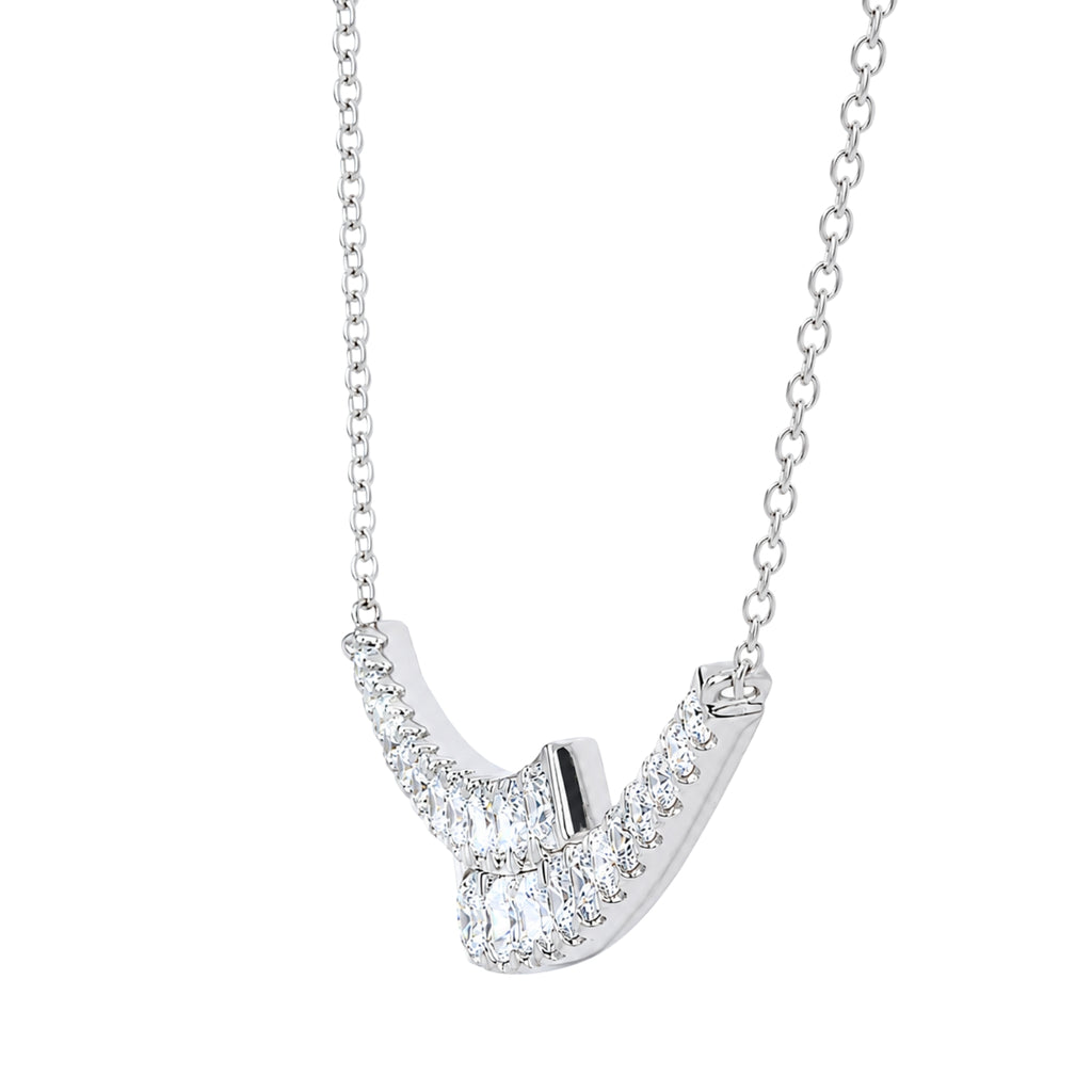 Diamonair Lab Grown Diamond (F/VS+) 2.00 carat Round cut Sterling Silver Smile Necklace - Sterling Silver | Gold over Silver