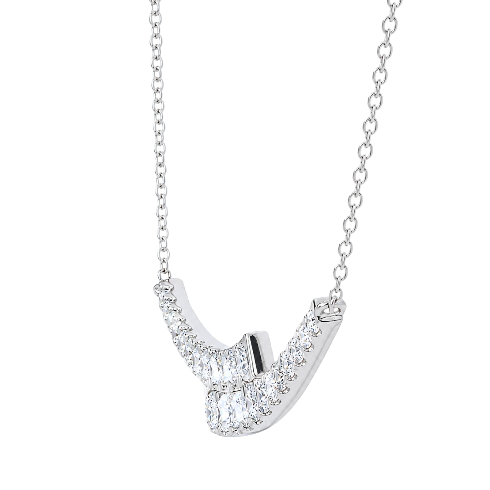 Diamonair Lab Grown Diamond (F/VS+) 2.00 carat Round cut Sterling Silver Smile Necklace - Sterling Silver | Gold over Silver