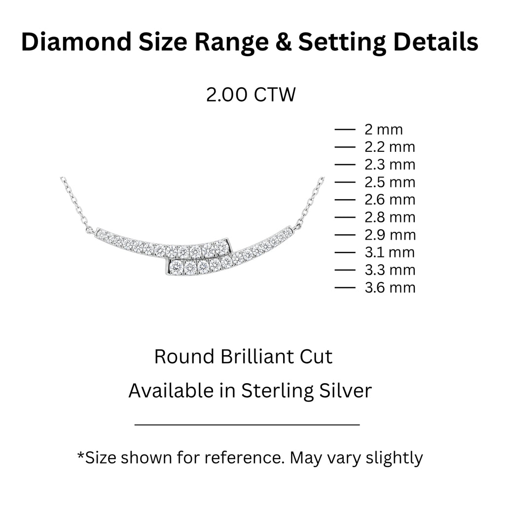 Diamonair Lab Grown Diamond (F/VS+) 2.00 carat Round cut Sterling Silver Smile Necklace - Sterling Silver | Gold over Silver
