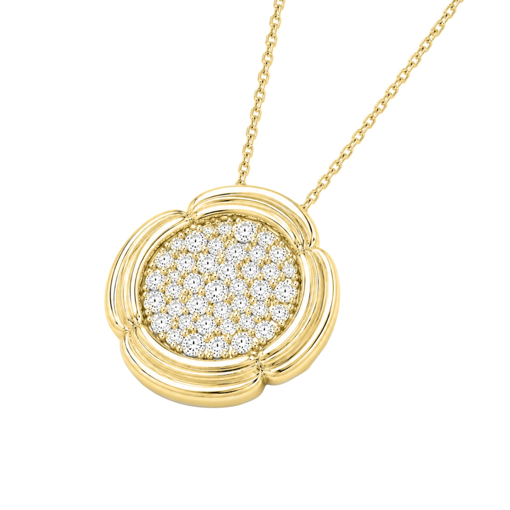 Diamonair Lab Grown Diamond (F/VS+) 1.00 carat Round cut Sterling Silver Cluster Pendant - Sterling Silver | Gold over Silver