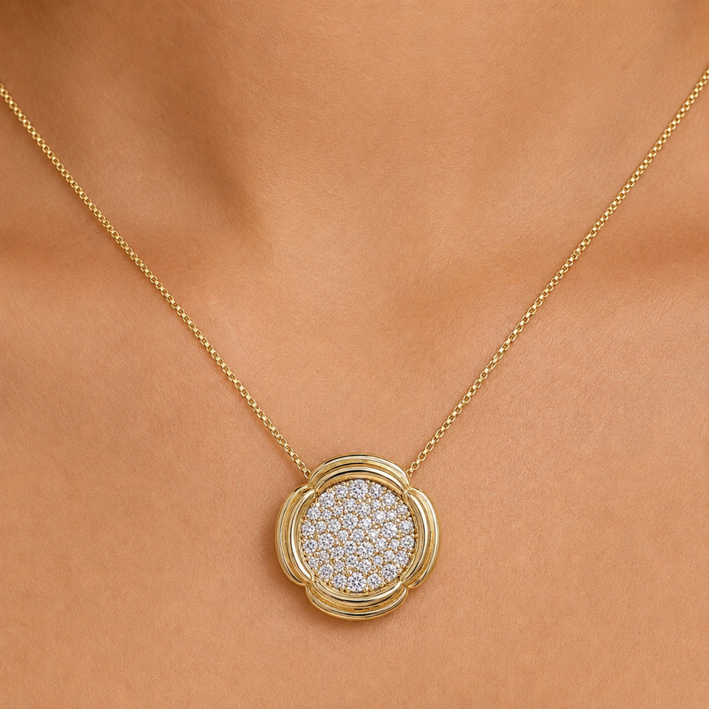 Diamonair Lab Grown Diamond (F/VS+) 1.00 carat Round cut Sterling Silver Cluster Pendant - Sterling Silver | Gold over Silver