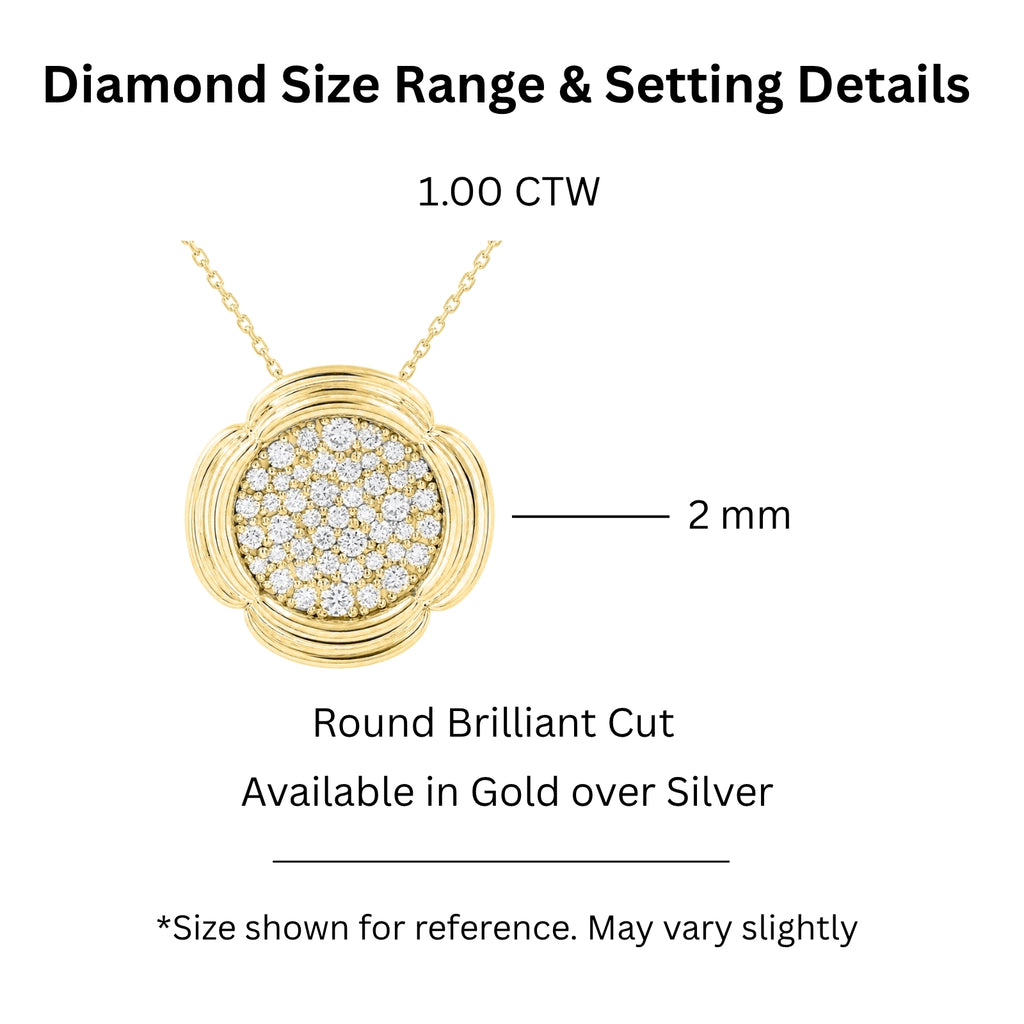 Diamonair Lab Grown Diamond (F/VS+) 1.00 carat Round cut Sterling Silver Cluster Pendant - Sterling Silver | Gold over Silver