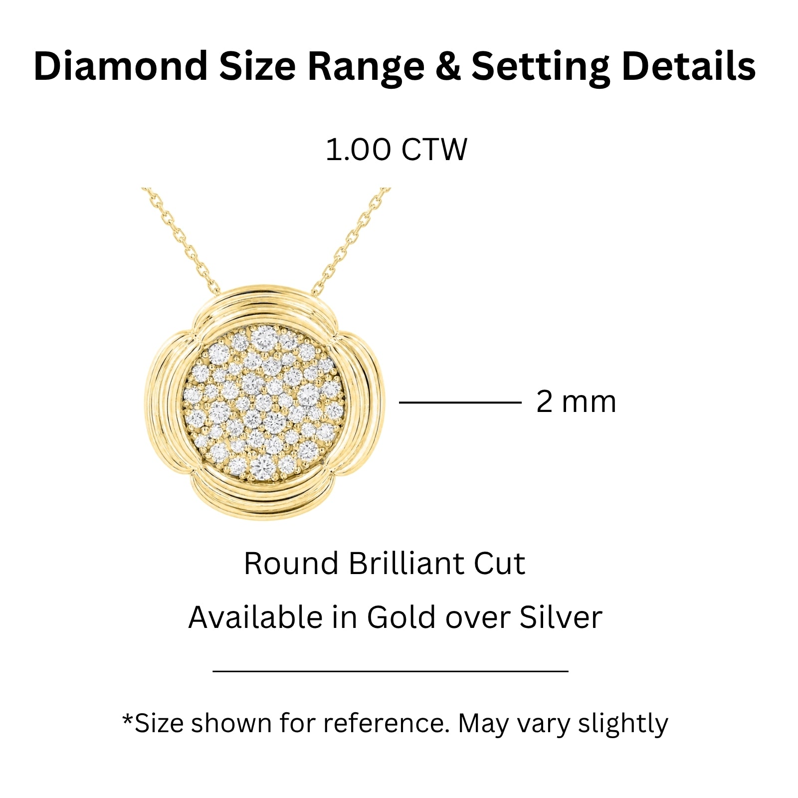 Diamonair Lab Grown Diamond (F/VS+) 1.00 carat Round cut Sterling Silver Cluster Pendant - Sterling Silver | Gold over Silver