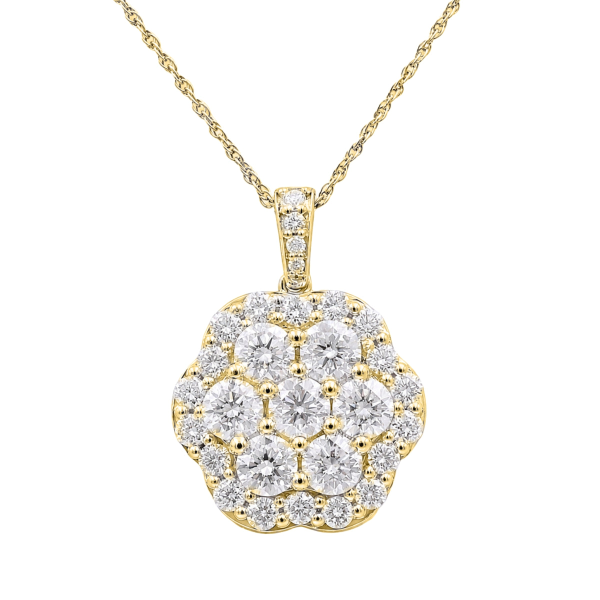 3 ctw Round Cluster Pendant Necklace
