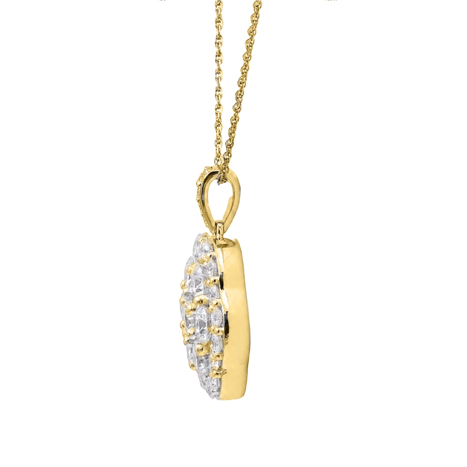 Diamonair Lab Grown Diamond (F/VS+) 3.00 carat Round cut Sterling Silver Cluster Pendant - Sterling Silver | Gold over Silver