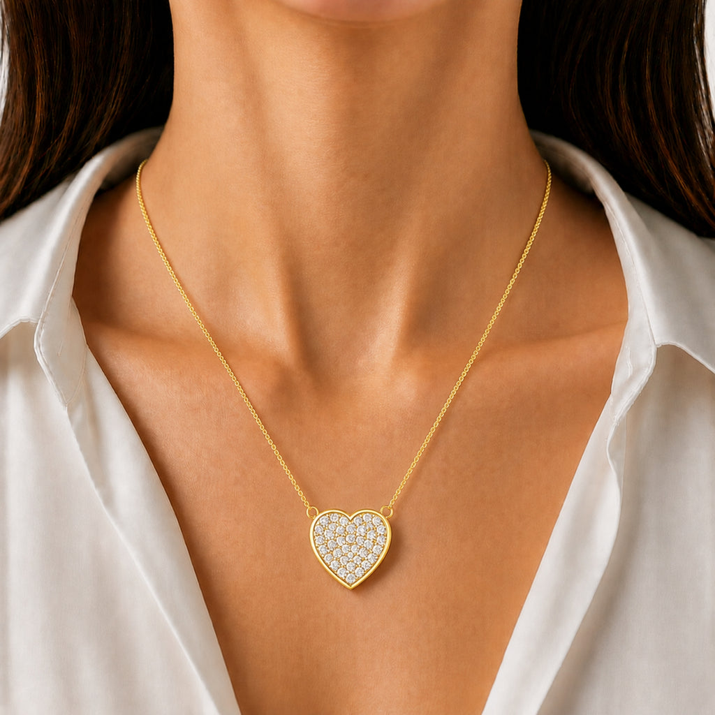 Diamonair Lab Grown Diamond (F/VS+) 1.00 carat Round cut Sterling Silver Heart Pendant - Sterling Silver
