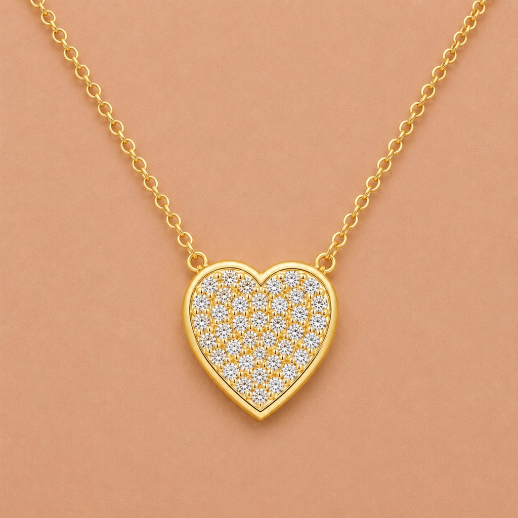 Diamonair Lab Grown Diamond (F/VS+) 1.00 carat Round cut Sterling Silver Heart Pendant - Sterling Silver