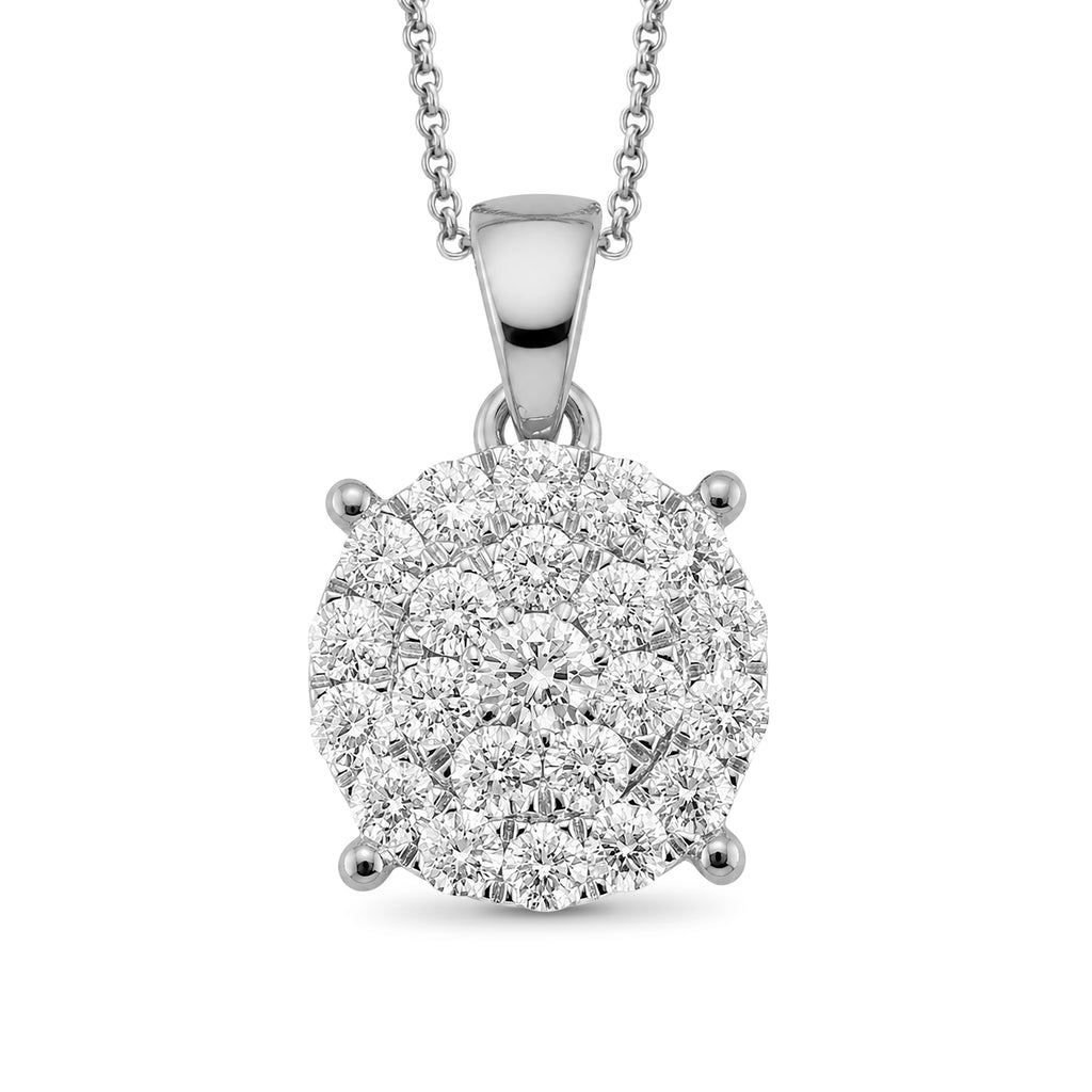 Diamonair Lab Grown Diamond (F/VS+) 1.00 carat Round cut Sterling Silver Cluster Pendant - Sterling Silver | Gold over Silver