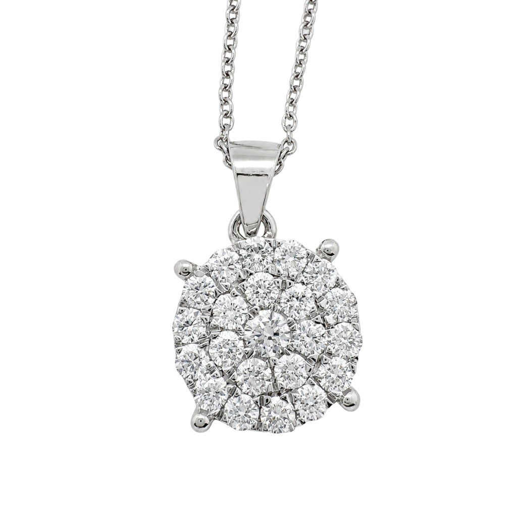 Diamonair Lab Grown Diamond (F/VS+) 1.00 carat Round cut Sterling Silver Cluster Pendant - Sterling Silver | Gold over Silver