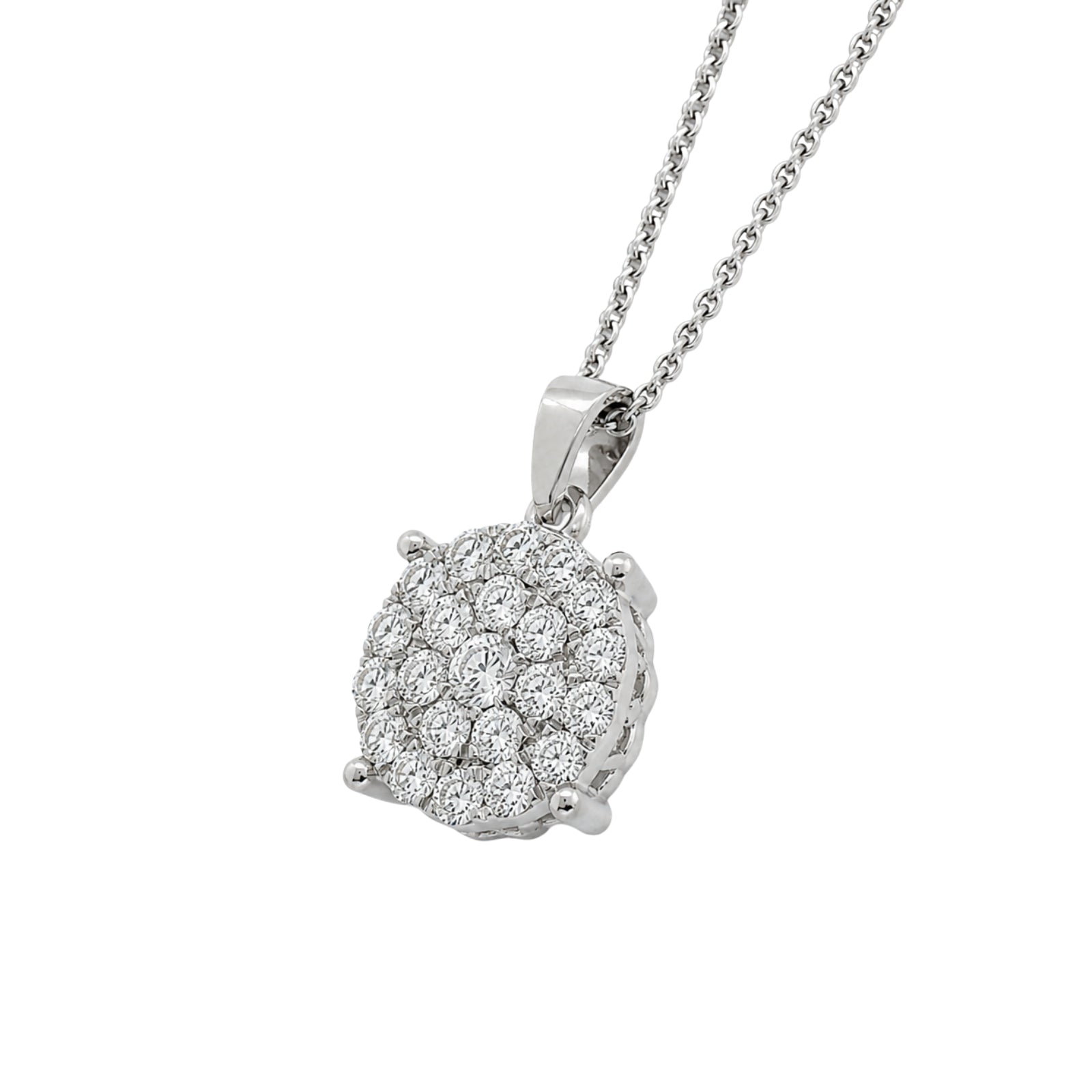 Diamonair Lab Grown Diamond (F/VS+) 1.00 carat Round cut Sterling Silver Cluster Pendant - Sterling Silver | Gold over Silver