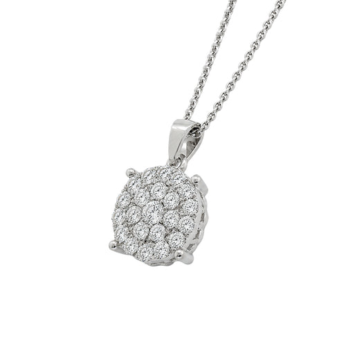 1 ctw Round Cluster Pendant Necklace