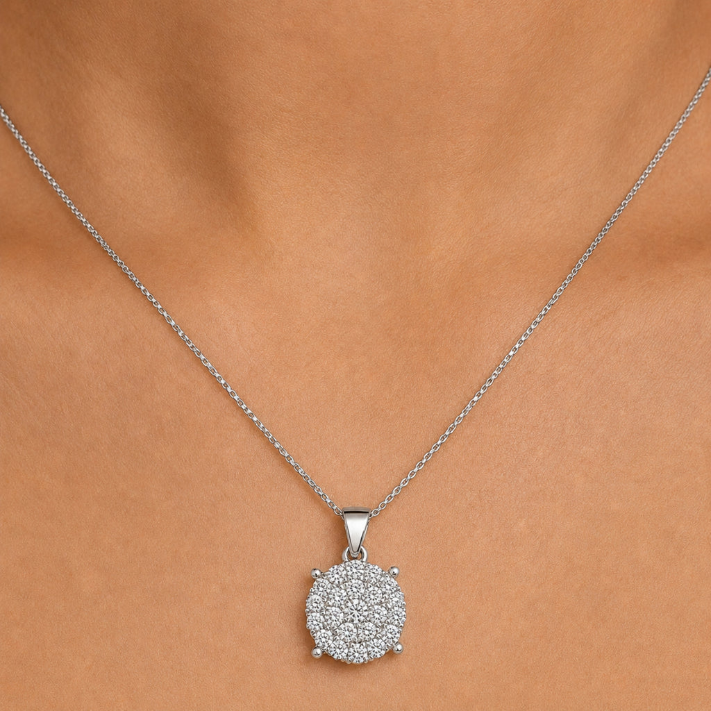 Diamonair Lab Grown Diamond (F/VS+) 1.00 carat Round cut Sterling Silver Cluster Pendant - Sterling Silver | Gold over Silver