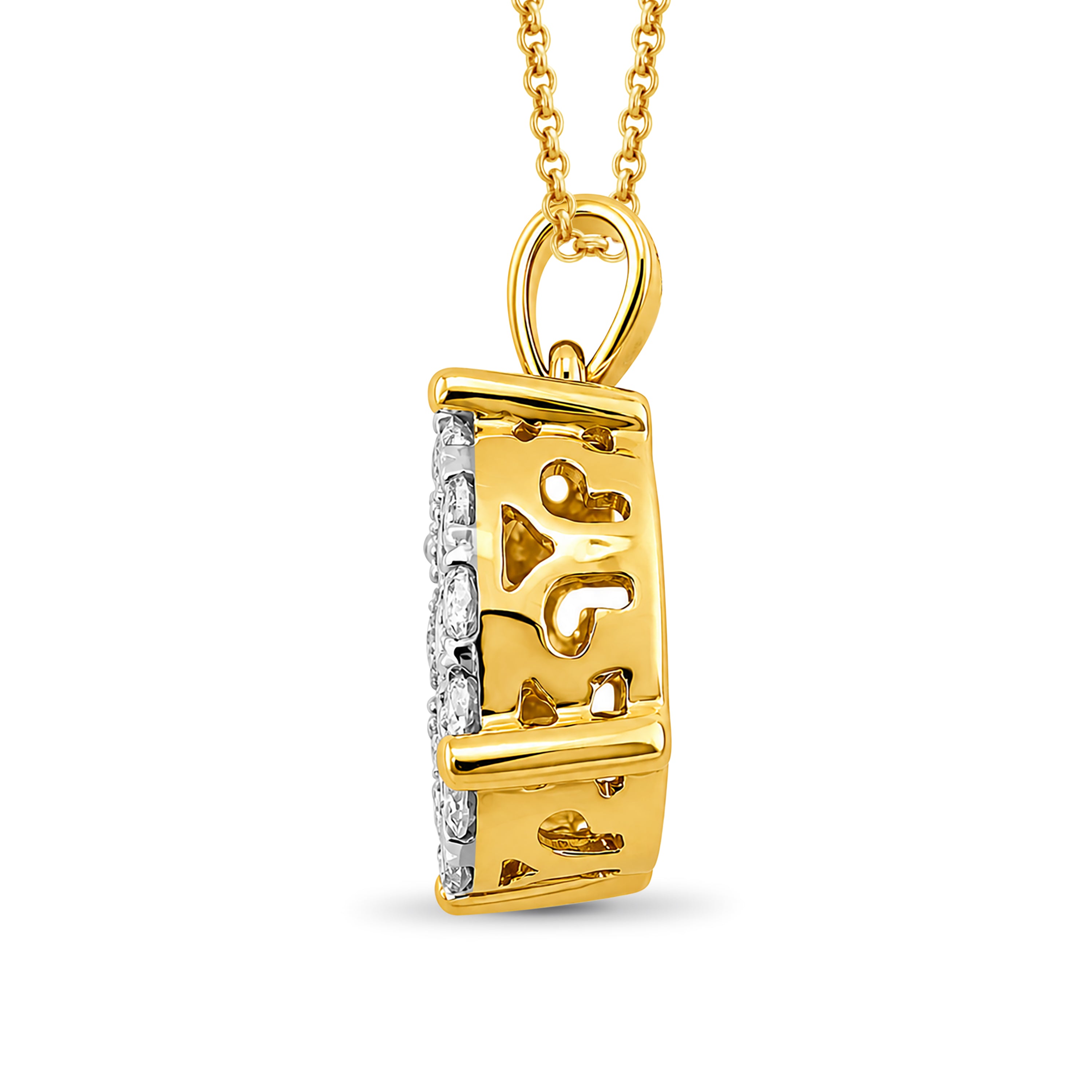Diamonair Lab Grown Diamond (F/VS+) 1.00 carat Round cut Sterling Silver Cluster Pendant - Sterling Silver | Gold over Silver