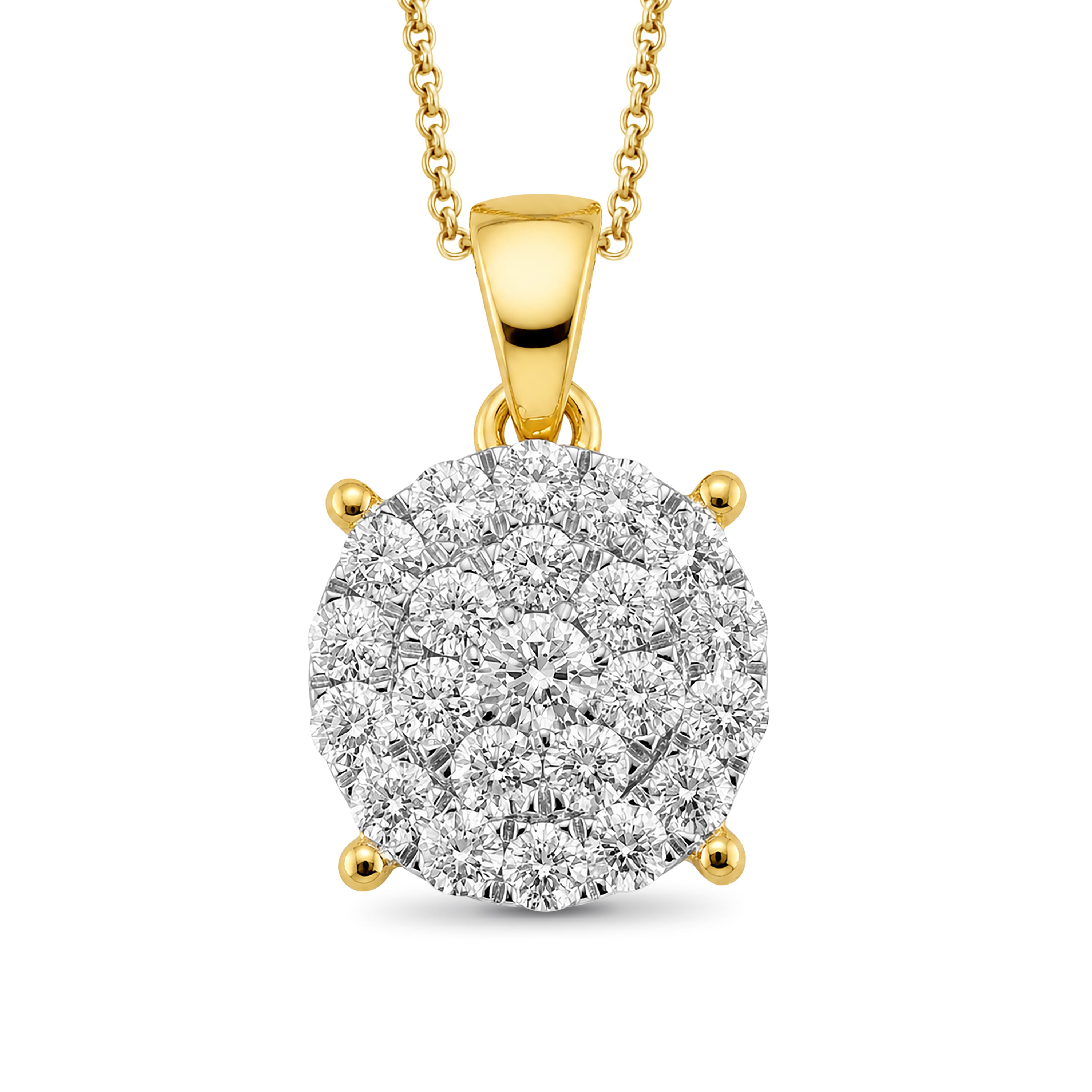 Diamonair Lab Grown Diamond (F/VS+) 1.00 carat Round cut Sterling Silver Cluster Pendant - Sterling Silver | Gold over Silver