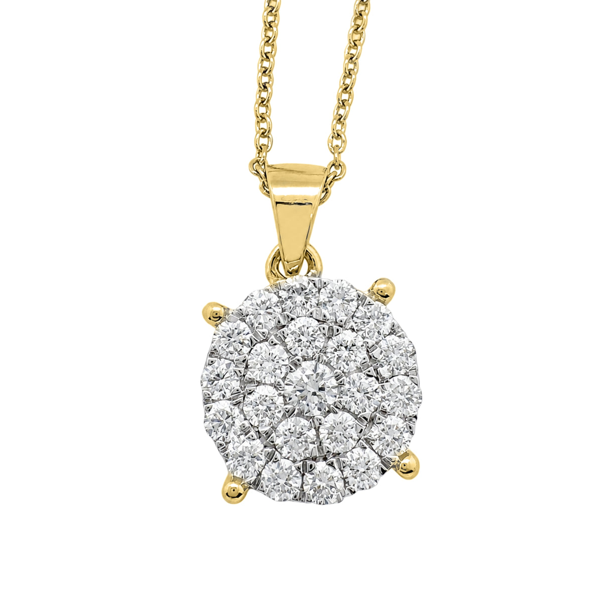 1 ctw Round Cluster Pendant Necklace