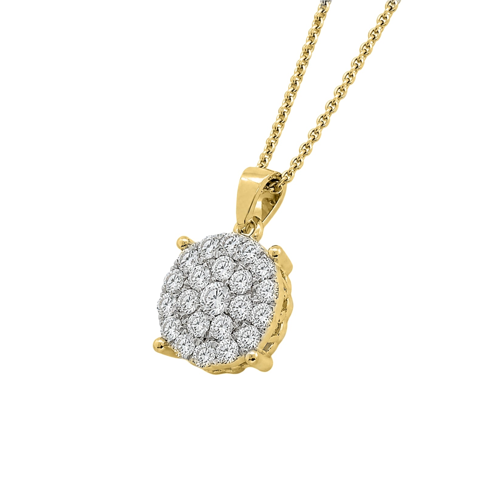 Diamonair Lab Grown Diamond (F/VS+) 1.00 carat Round cut Sterling Silver Cluster Pendant - Sterling Silver | Gold over Silver