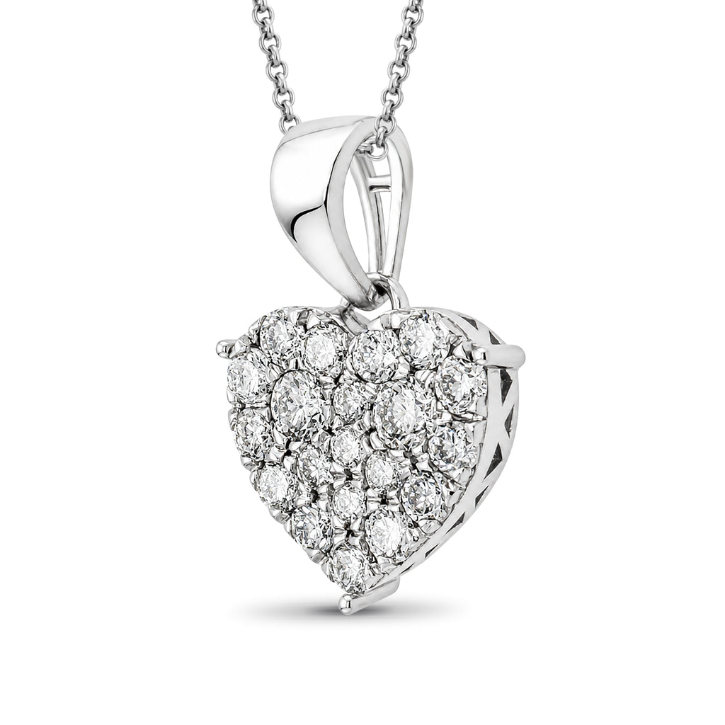 Diamonair Lab Grown Diamond (F/VS+) 1.00 carat Round cut Sterling Silver Heart Pendant - Sterling Silver | Gold over Silver
