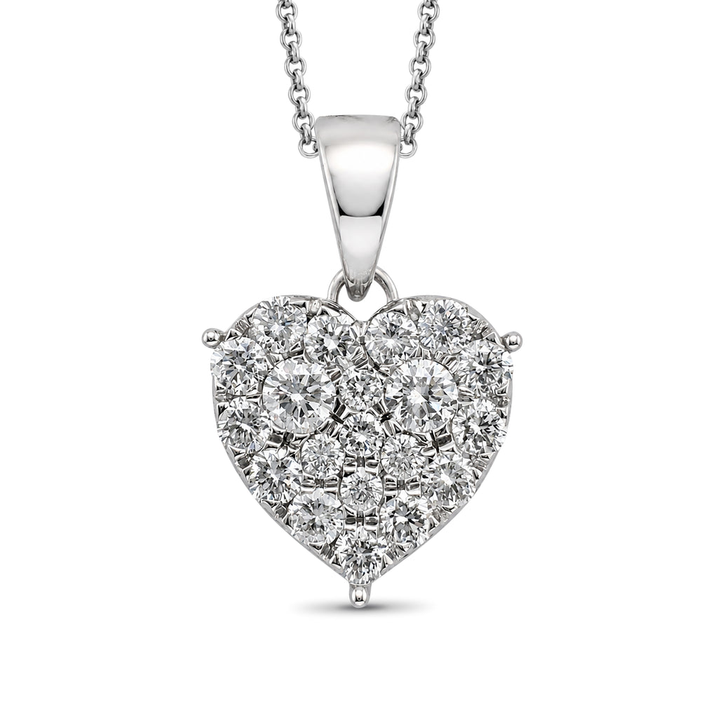 Diamonair Lab Grown Diamond (F/VS+) 1.00 carat Round cut Sterling Silver Heart Pendant - Sterling Silver | Gold over Silver