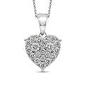 Diamonair Lab Grown Diamond (F/VS+) 1.00 carat Round cut Sterling Silver Heart Pendant - Sterling Silver | Gold over Silver