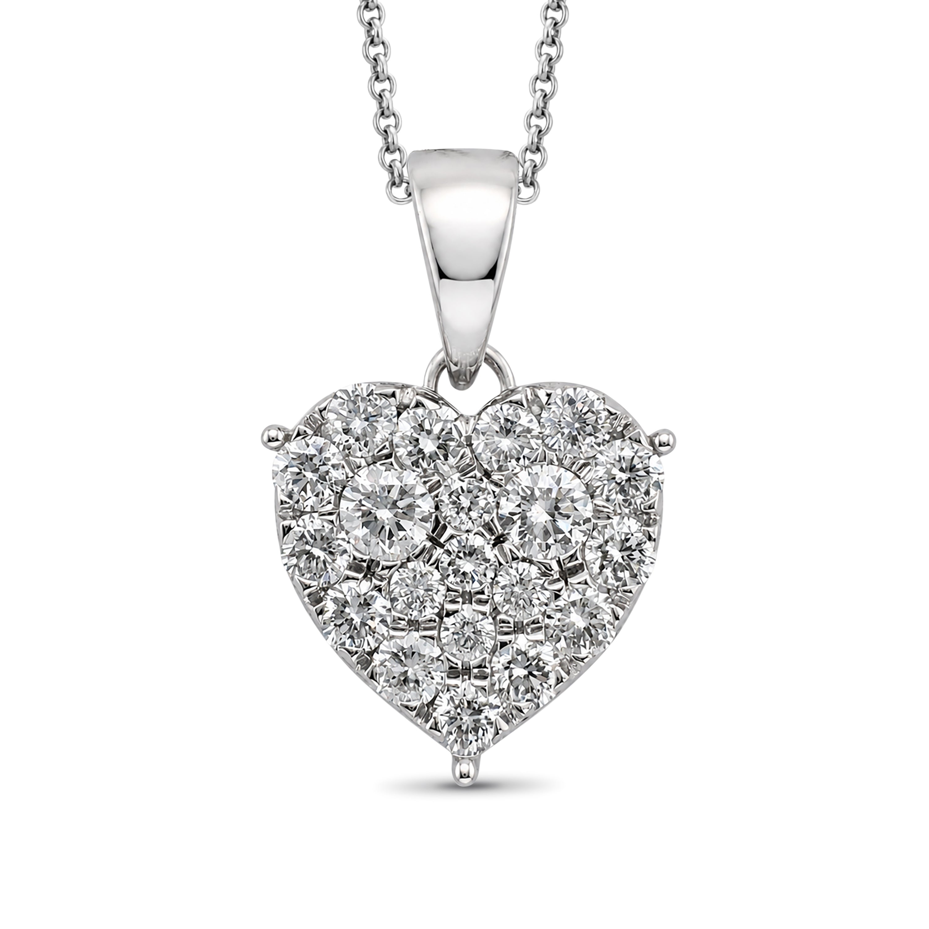Diamonair Lab Grown Diamond (F/VS+) 1.00 carat Round cut Sterling Silver Heart Pendant - Sterling Silver | Gold over Silver