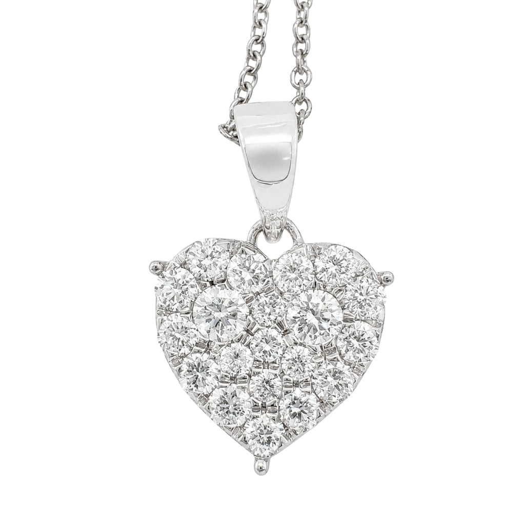 Diamonair Lab Grown Diamond (F/VS+) 1.00 carat Round cut Sterling Silver Heart Pendant - Sterling Silver | Gold over Silver