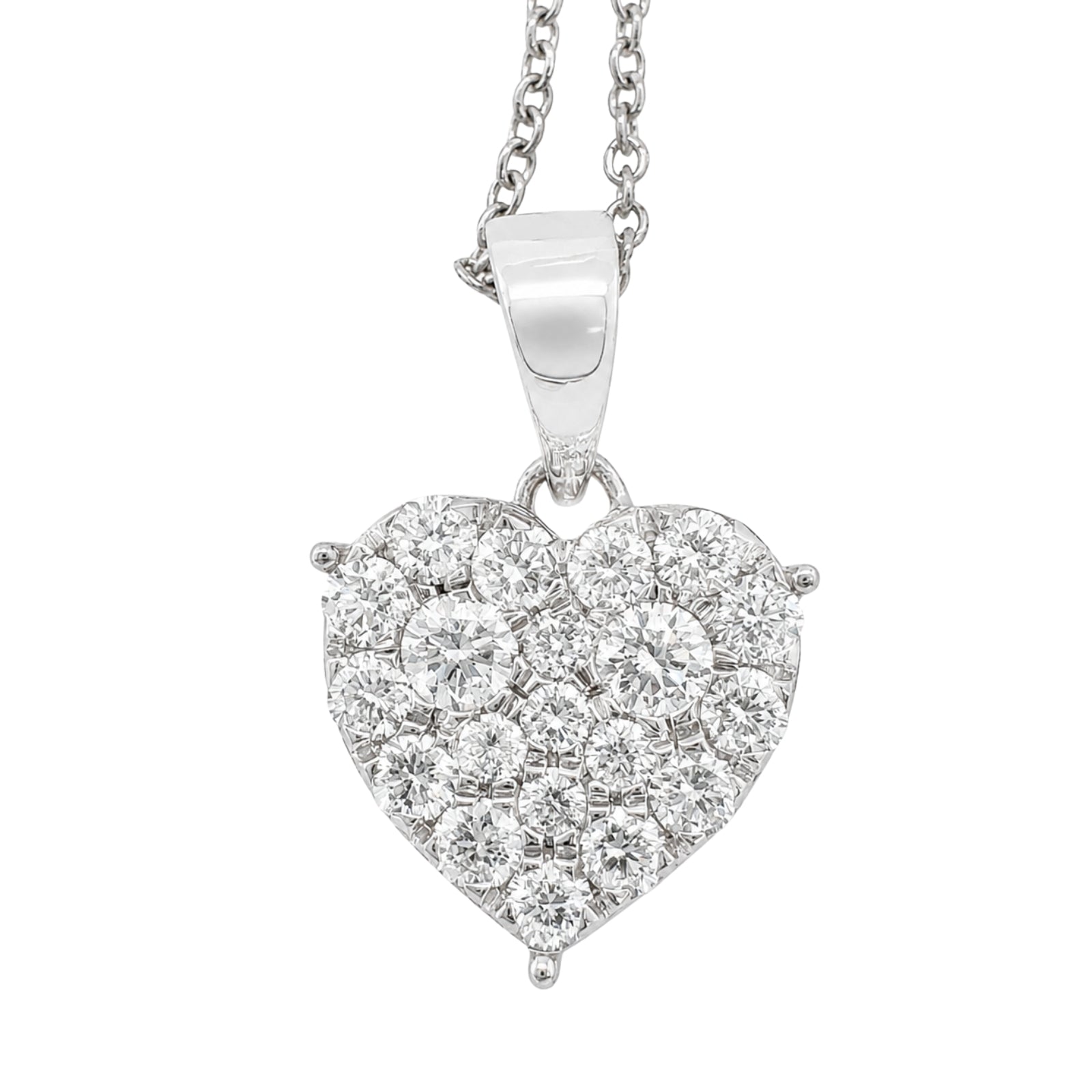 Diamonair Lab Grown Diamond (F/VS+) 1.00 carat Round cut Sterling Silver Heart Pendant - Sterling Silver | Gold over Silver