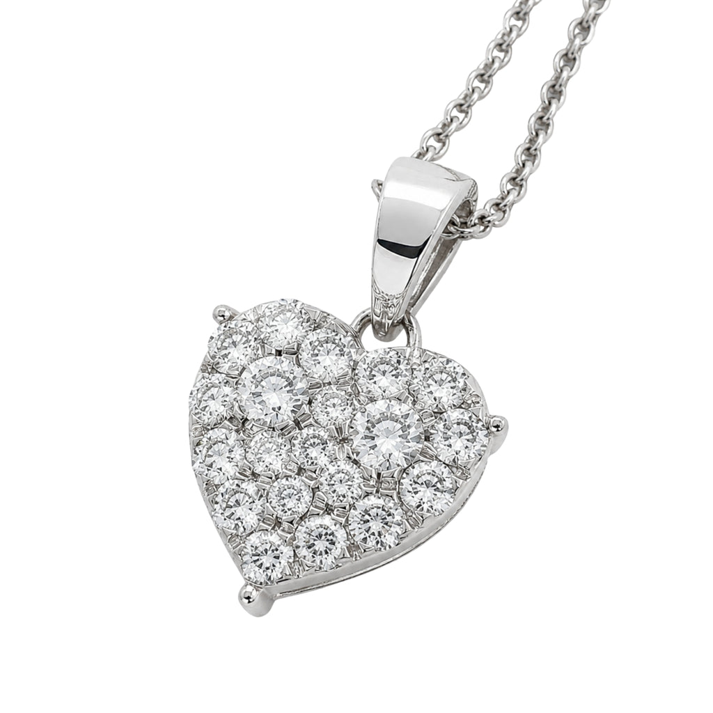 Diamonair Lab Grown Diamond (F/VS+) 1.00 carat Round cut Sterling Silver Heart Pendant - Sterling Silver | Gold over Silver
