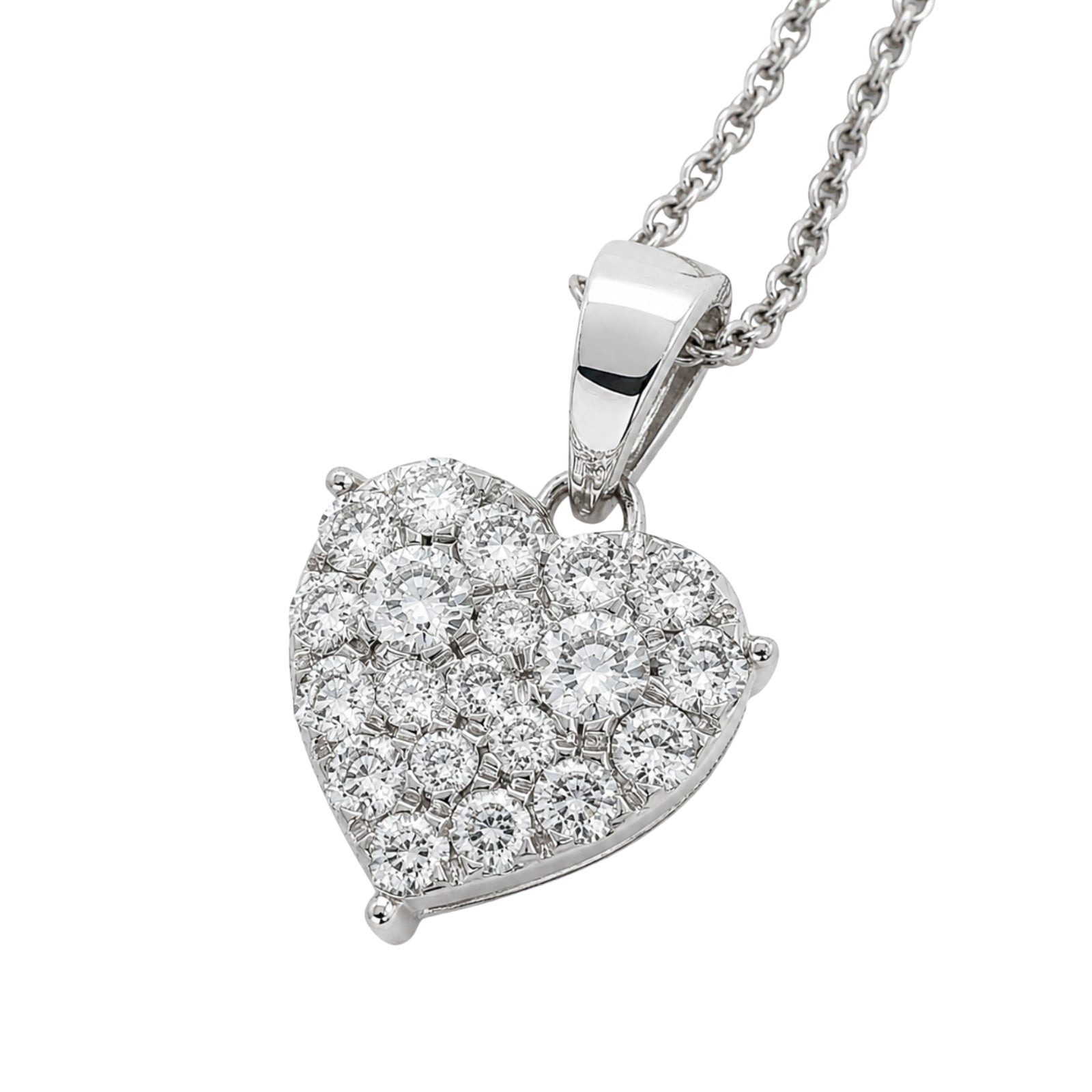 Diamonair Lab Grown Diamond (F/VS+) 1.00 carat Round cut Sterling Silver Heart Pendant - Sterling Silver | Gold over Silver