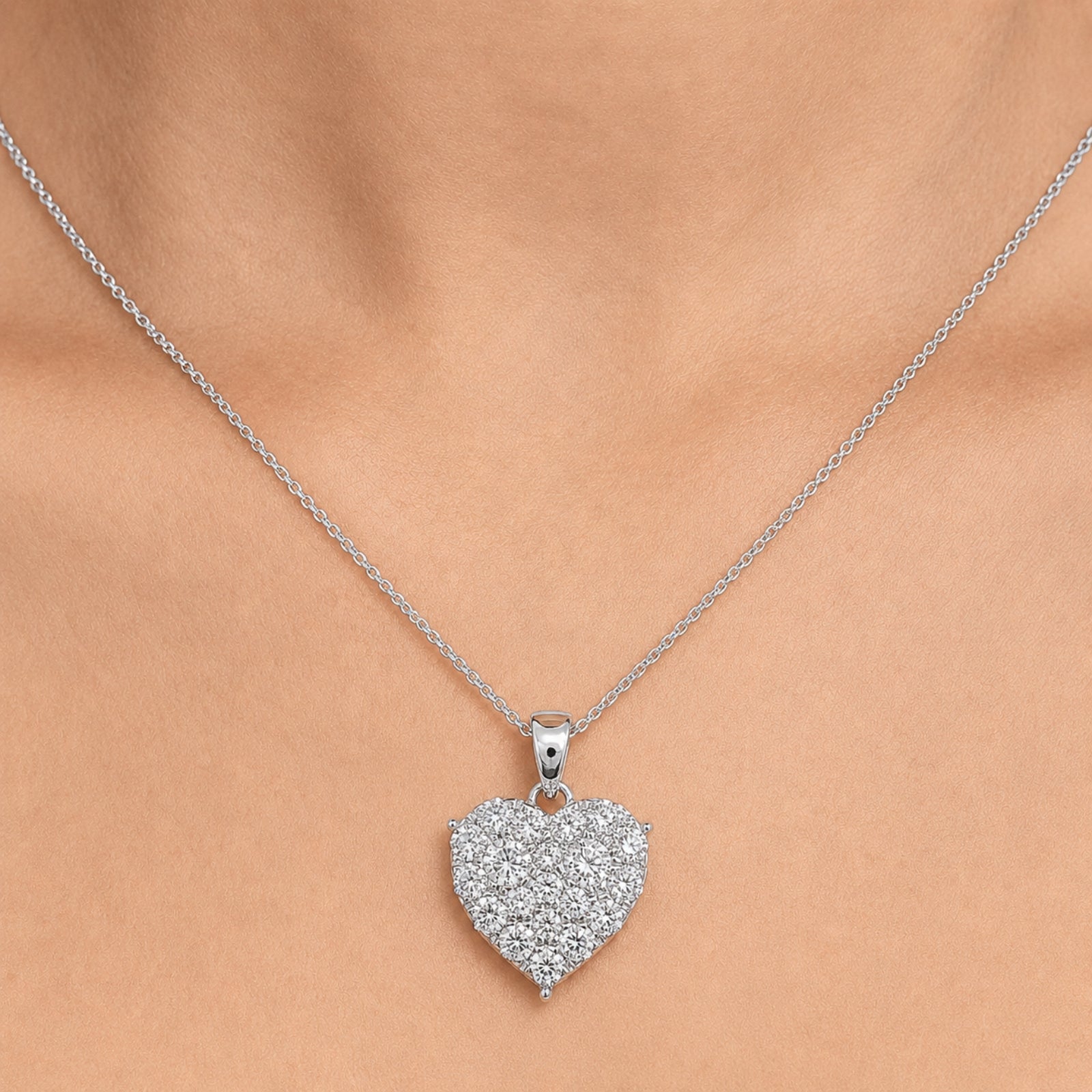 Diamonair Lab Grown Diamond (F/VS+) 1.00 carat Round cut Sterling Silver Heart Pendant - Sterling Silver | Gold over Silver