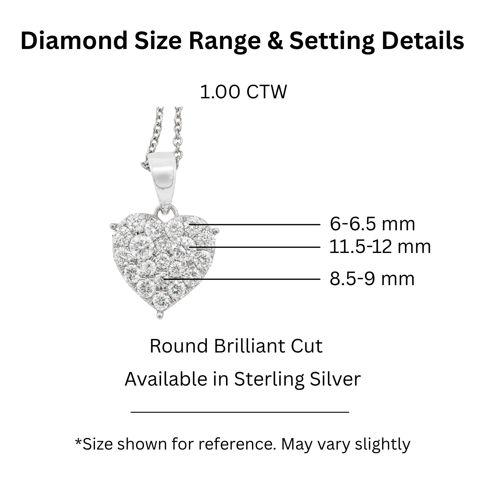 Diamonair Lab Grown Diamond (F/VS+) 1.00 carat Round cut Sterling Silver Heart Pendant - Sterling Silver | Gold over Silver